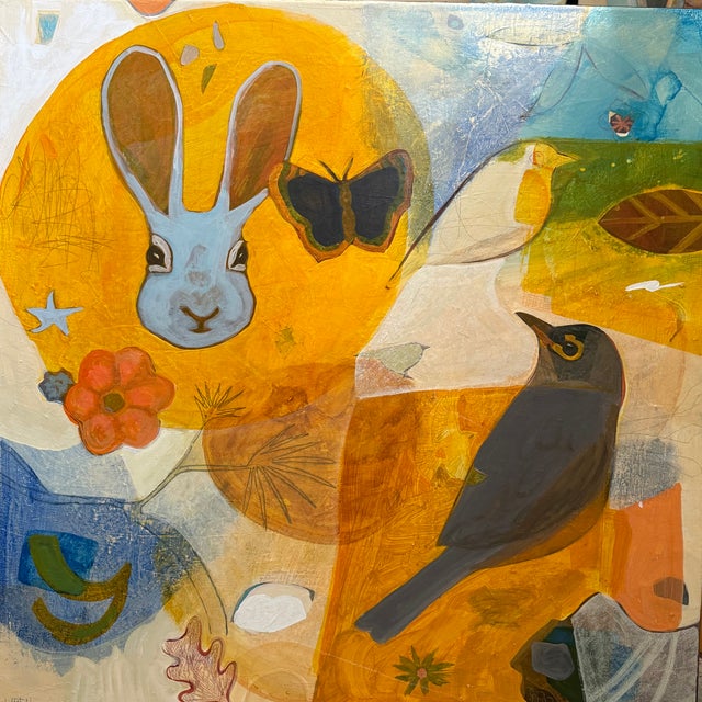 This 24” square piece has the sense of a grid made with glazing. In it you will find symbols of Spring like the American...