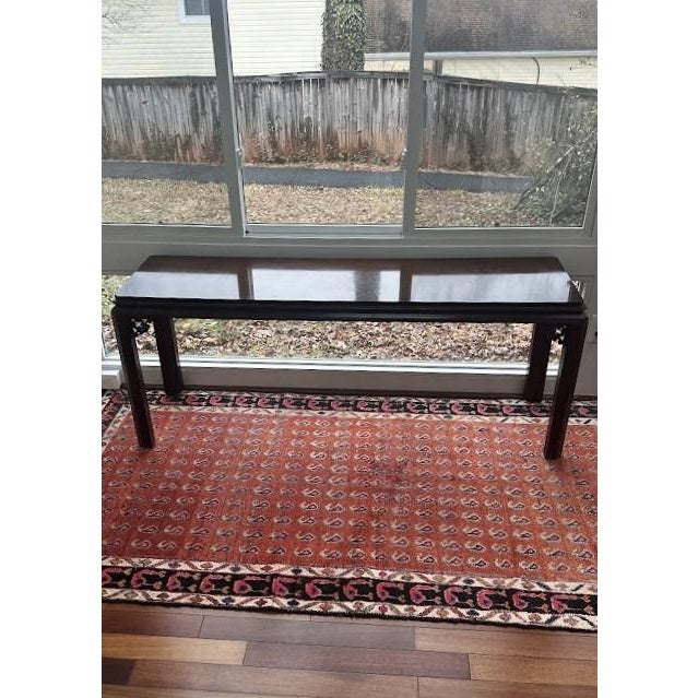 Vintage Chinese Style Carved Hardwood Sofa Table For Sale - Image 4 of 7