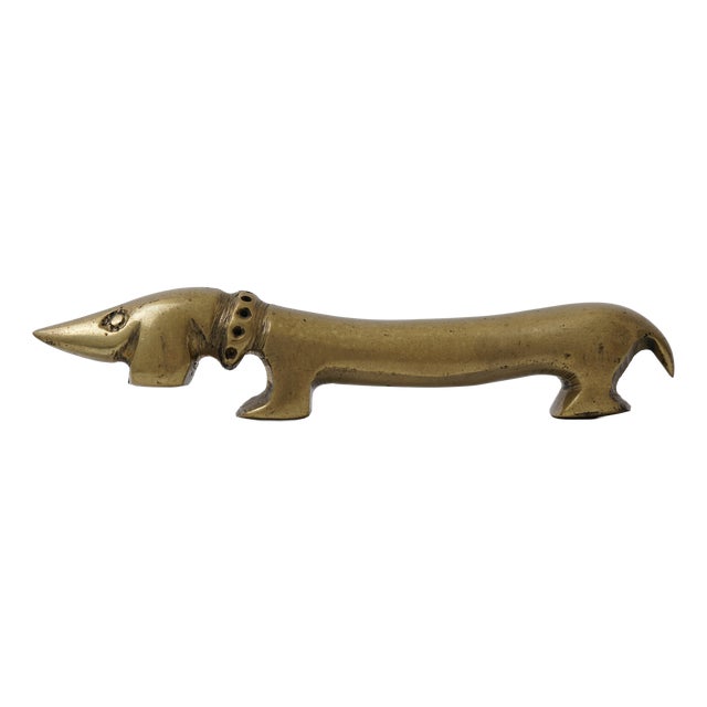 Vintage Brass Bottle Opener in the Shape of a Dachshund by Walter Bosse for Herta Baller, 1950s For Sale