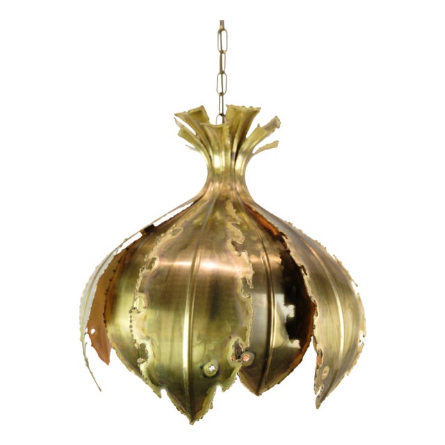Ceiling Lamp in Brass attributed to Sven Aage Holm Sørensen, 1960s For Sale
