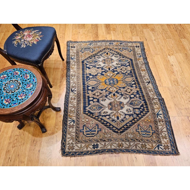 Antique Caucasian Shirvan Area Rug, Hand-Woven Wool, Medallion Design, 3' x 5' For Sale - Image 9 of 18