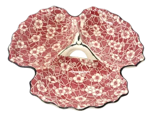 Vintage Ceramic Chintz Plum Blossom Relish Dish Made in Japan