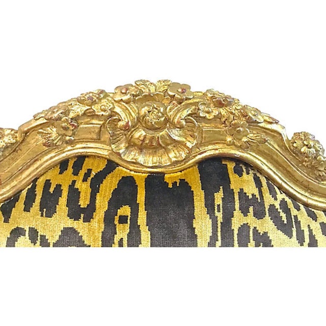 Gold 1900s Antique Rococo-Style Carved Giltwood Armchair For Sale - Image 8 of 13