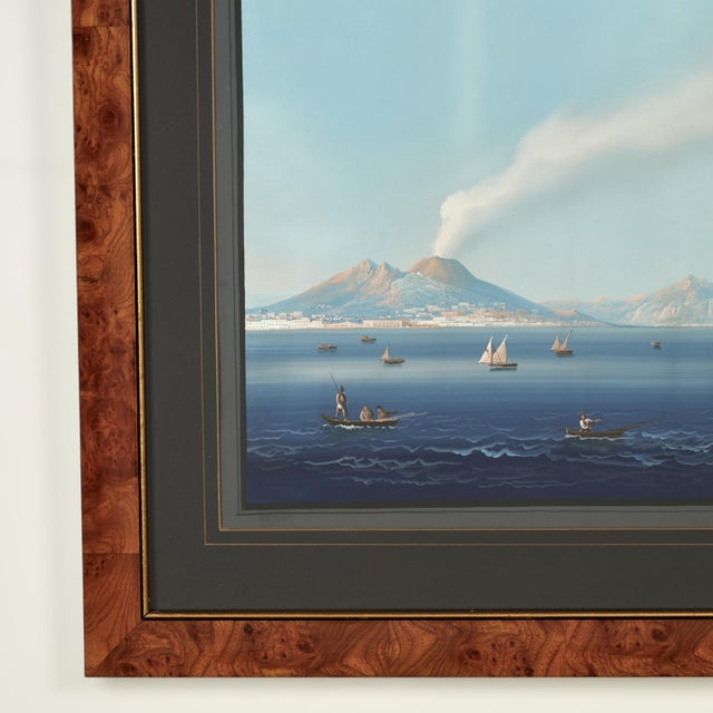 Pair of Italian Bayscape Gouache Paintings With Mt.Vesuvius For Sale - Image 16 of 18