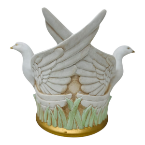 Vintage 1990s Ceramic Dove Planter | Hand-Painted Hobbyist Piece | Double Doves With Wings | Retro Home Decor | Unique Bird Sculpture Vase