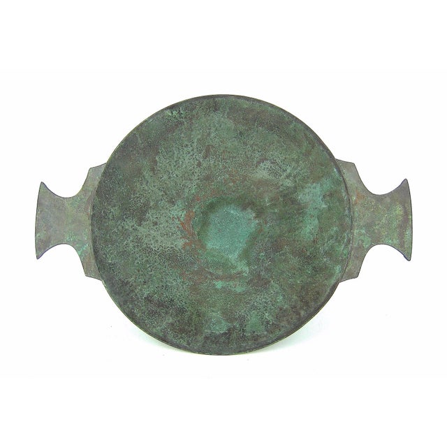 Green Marie Zimmermann Large Quaich Form Bowl With Encrusted Green Verdigris Patina For Sale - Image 8 of 10