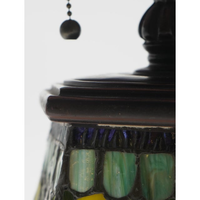 1980s 1980s Tiffany Style Stained Leaded Glass Lamp For Sale - Image 5 of 13