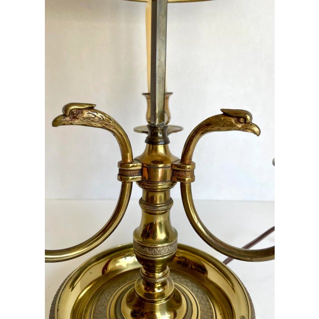 French Early 20th Century Louis XVI Style Bouillotte Table Lamp With Eagle Head and Arrow Details For Sale - Image 3 of 12