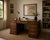 Elegant 1970s vintage Campaign and Chippendale-style partners desk, crafted in mahogany and mahogany veneer with a warm...