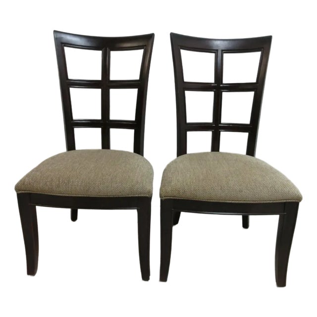 Pair Stanley Furniture Window Back Dining Room Side Chairs A For Sale