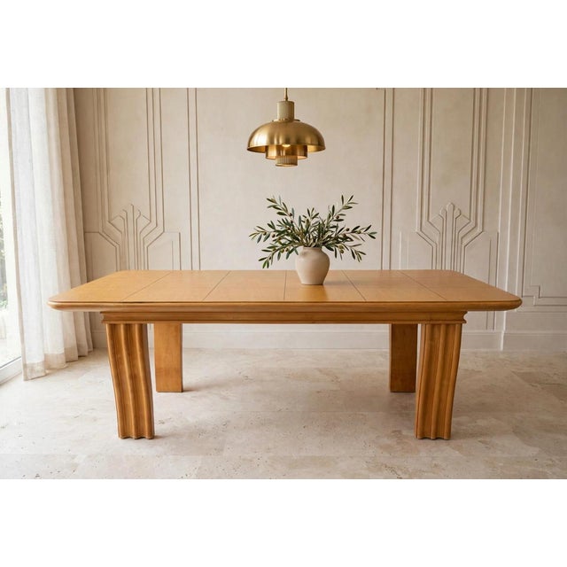 1920s Art Deco Dining Table in Honey-Colored Wood, 1920s For Sale - Image 5 of 7