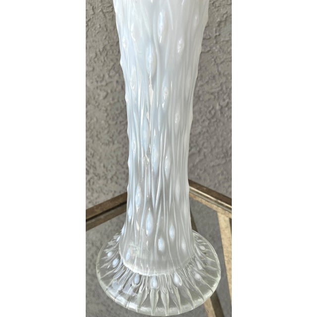 Glass Circa 1909 Northwood Glass White Opalescent Standard Size “Tree Trunk” Swung Vase, Wheeling, West Virginia For Sale - Image 7 of 12