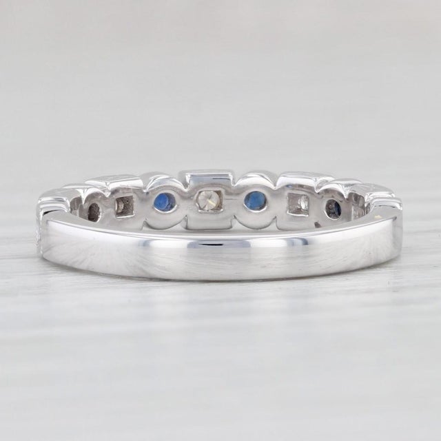 2010s New Coast 0.23ctw Diamond Blue Sapphire Band 14k Gold Size 6.5 Wedding Ring For Sale - Image 5 of 9