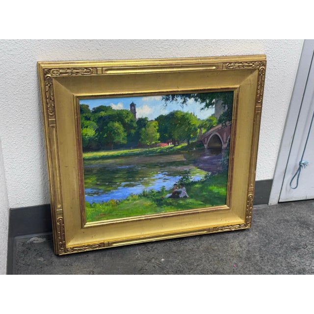 Circa 2002 Gary David Hoffmann "By the Charles River" Oil on Canvas, Framed For Sale - Image 12 of 12
