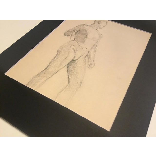 Realism Vintage Graphite Sketch - Male Figure Study - 1930s For Sale - Image 3 of 4