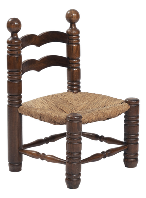 Low Oak Woven Straw Chair by Charles Dudouyt, 1940s