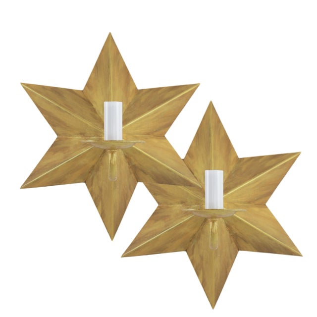 Pair of Vintage Gilded Star Wall Lamps