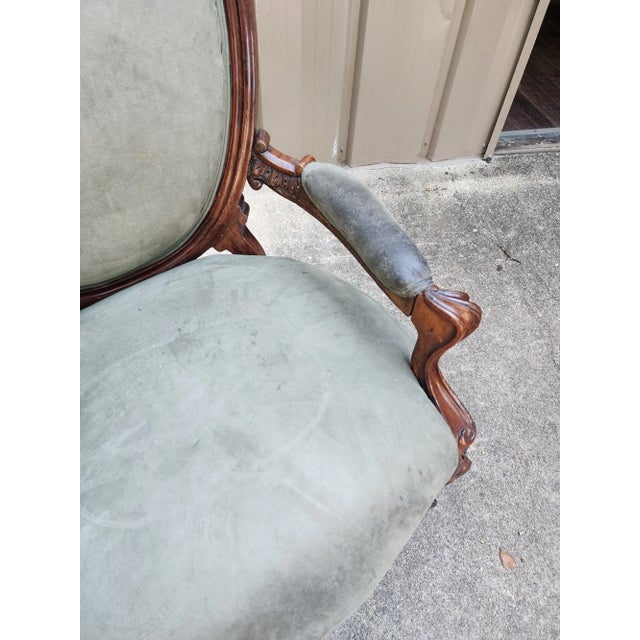 Green Victorian Armchair For Sale - Image 9 of 13