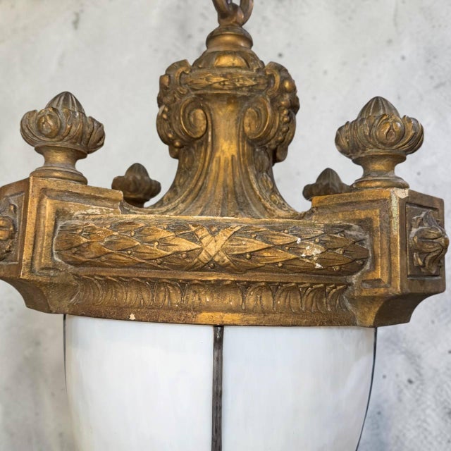 1900 - 1909 1900 Caldwell Neoclassical Pendant Gilt Plaster and Glass For Sale - Image 5 of 6