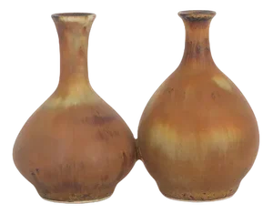 Small Mid-Century Scandinavian Modern Collectible Double Brown Stoneware Vases by Gunnar Borg for Höganäs Keramik, 1960s, Set of 2