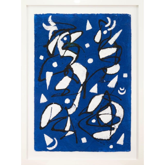 Barbara Coburn - Untitled (Blue Abstract Triptych) Mixed-Media on Paper Framed For Sale In Detroit - Image 6 of 9