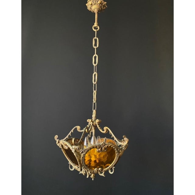 1960s Vintage Brass and Glass Pendant Light, 1960s For Sale - Image 5 of 14