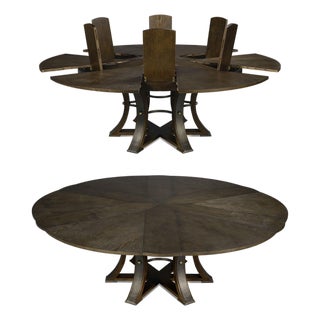 82 to 100 Inch Expandable Jupe Table With Self-Storing Leaves Seats 8-12, an Ap Exclusive by AntiquePurveyor For Sale