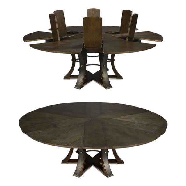 82 to 100 Inch Expandable Jupe Table With Self-Storing Leaves Seats 8-12, an Ap Exclusive by AntiquePurveyor For Sale