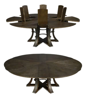 82 to 100 Inch Expandable Jupe Table With Self-Storing Leaves Seats 8-12, an Ap Exclusive by AntiquePurveyor