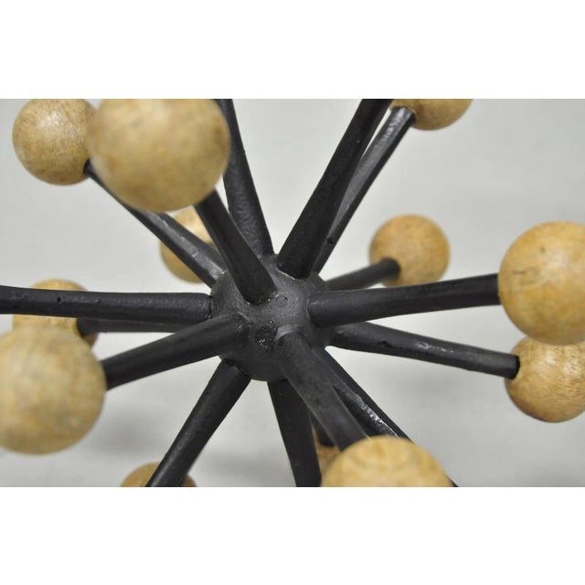 Black Contemporary Modern Wood & Metal "Jax" Abstract Table Decor - A Pair For Sale - Image 8 of 11