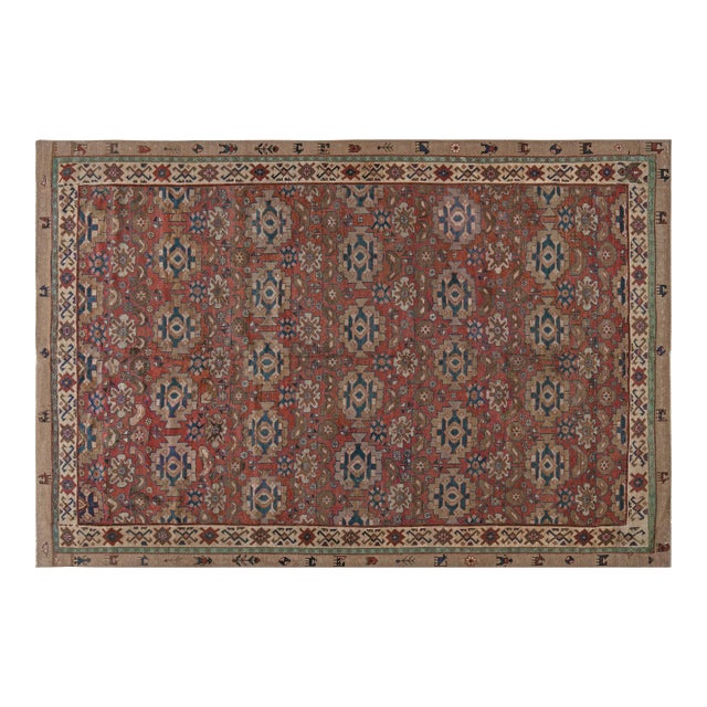 Authentic Persian Bakshaish Beige, Blue, Brown, Red Handmade Wool Rug For Sale