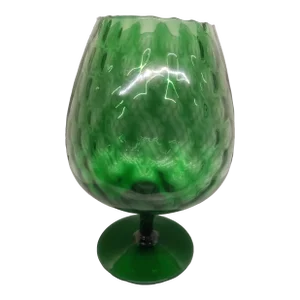 Vintage Empoli (Italy) Hand Blown Diamond Optic Verdi Glass Fishbowl Vase