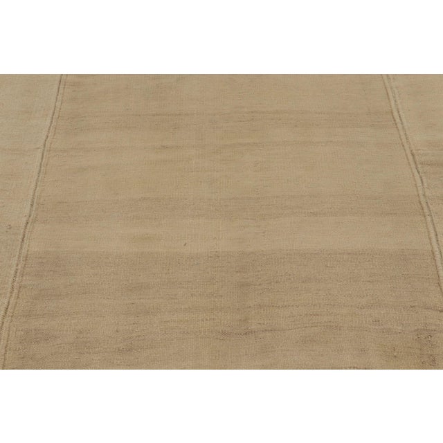 Rug & Kilim Rug & Kilim’s Contemporary Rez Kilim in Brown Textural Stripes For Sale - Image 4 of 9