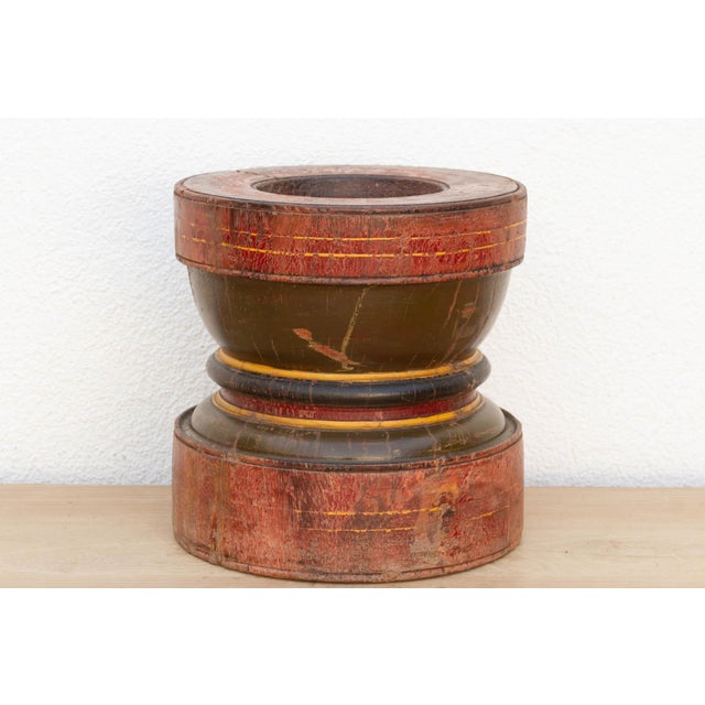Indian Large Indian Red Antique Grinder For Sale - Image 3 of 8