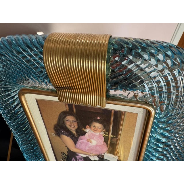 Metal Sky Blue Twisted Photo Frame in Murano Glass and Brass, 2000 For Sale - Image 7 of 9