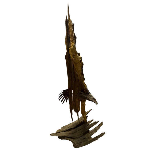 Late 20th Century Monumental Lubomir Tomaszewski Signed Wood and Copper Bird Sculpture Seven Feet Tall For Sale - Image 4 of 18