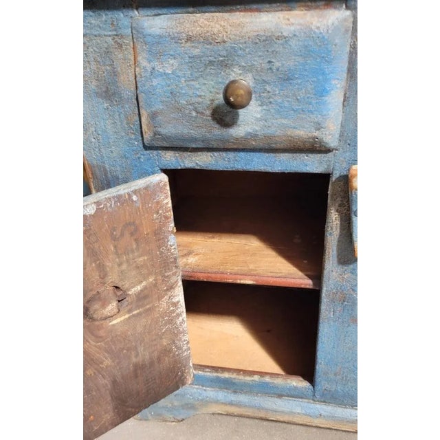 19Thc Original Blue Painted Child's Cabinet For Sale - Image 9 of 10