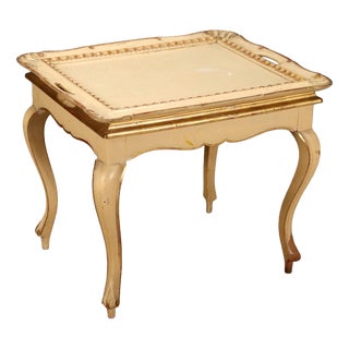 Small Antique Carved Lacquered Beech Table, Italy, 19th Century For Sale