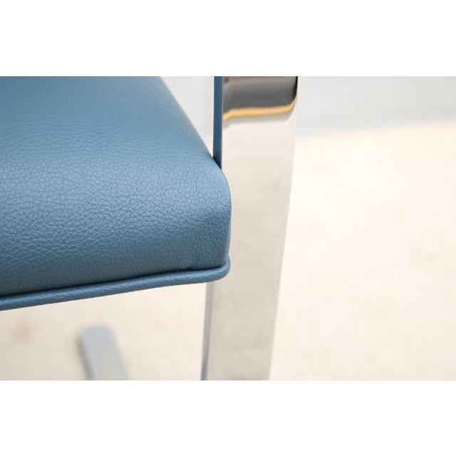Ludwig Mies Van Der Rohe Brno Flat Bar Chair in Indigo Blue Vinyl by Gordon For Sale - Image 16 of 18