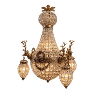 Late 20th Century French Artisan Louis XVI Gold Bronze Chandelier For Sale