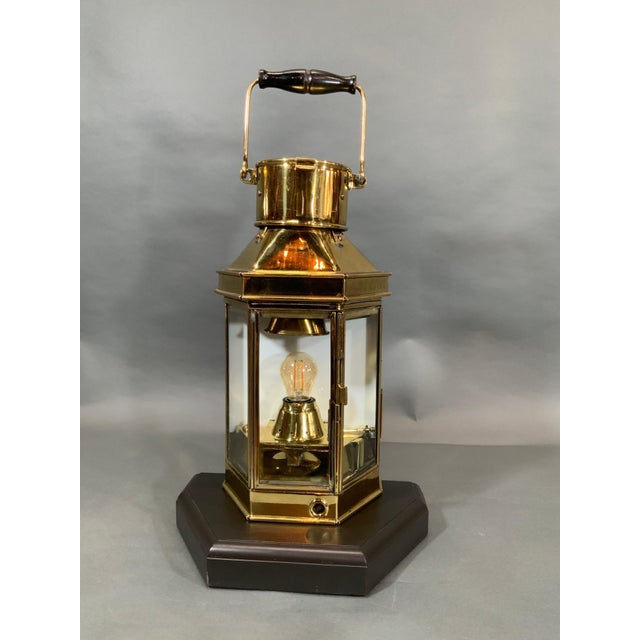 English Solid Brass English Ships Cabin Lantern For Sale - Image 3 of 11