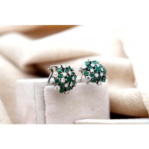 Gold White Gold Shower-Shaped Earrings with Brilliant-Cut Diamonds, Set of 2 For Sale - Image 8 of 10