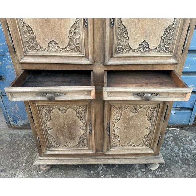 Brown Antique French Normandy Oak Larder Cupboard, 1780 For Sale - Image 8 of 18