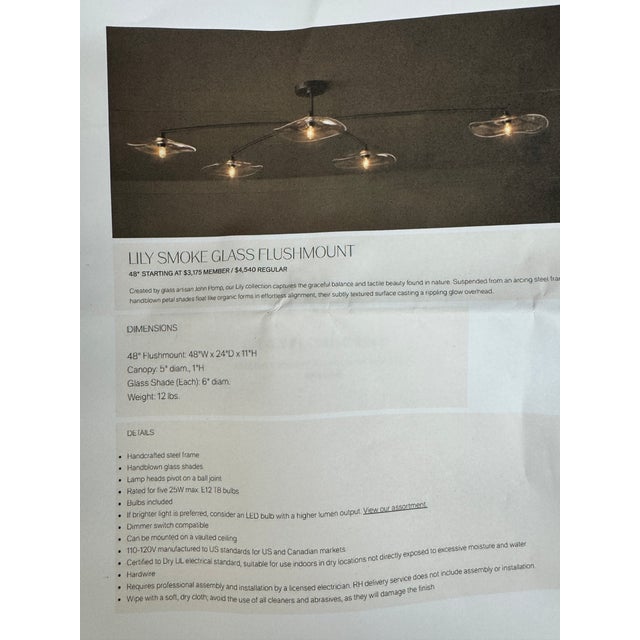 Restoration Hardware Lily Smoke Glass Chandelier For Sale - Image 12 of 12
