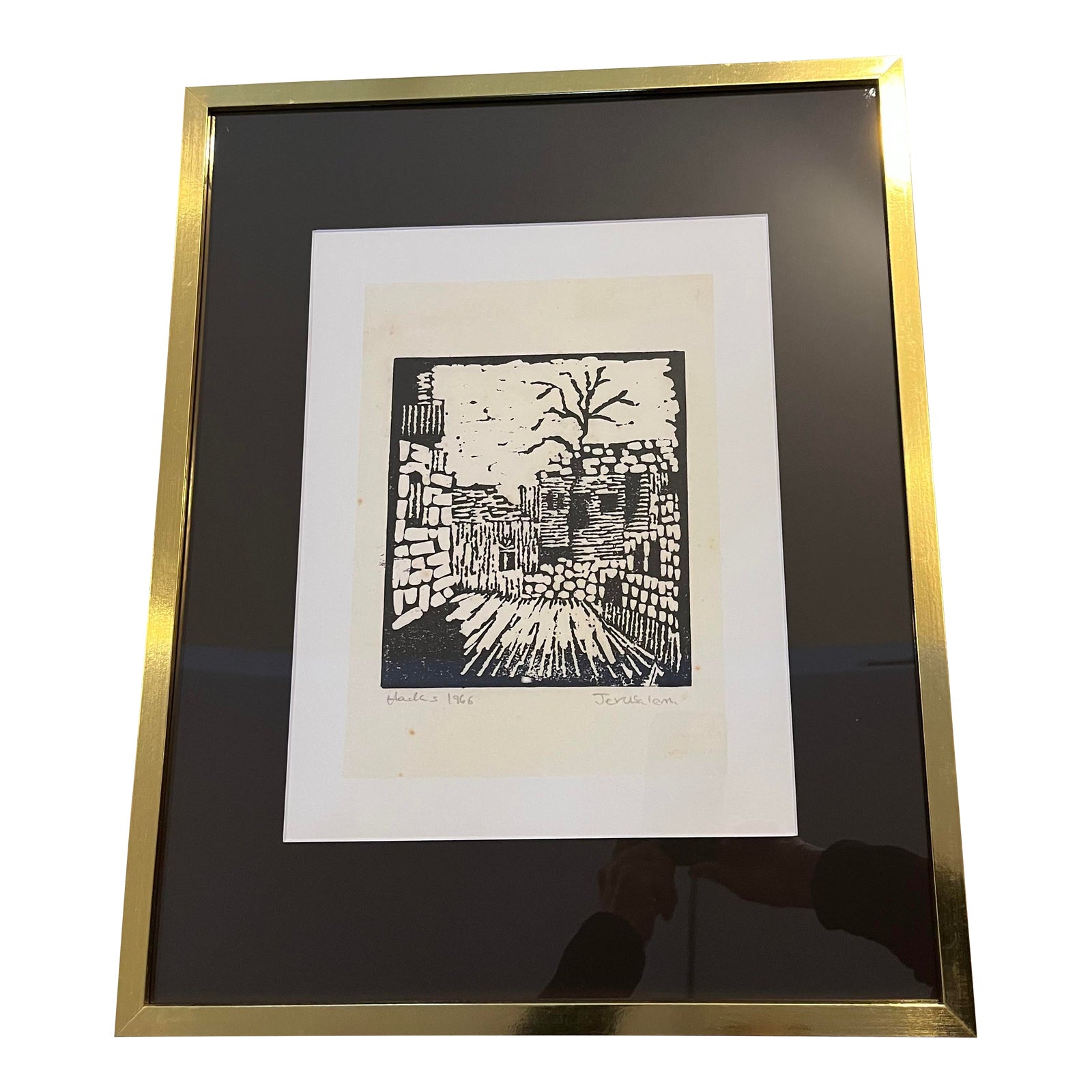 Hadassah Zuberi Reproduced 1966 Jerusalem Linoleum Cut Art Chairish