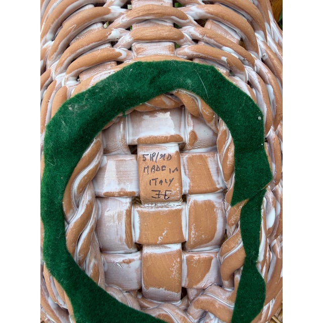 Vintage 15” Italian Handcrafted Ceramic Basket Centerpiece For Sale - Image 12 of 12