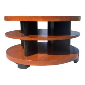 Mid Century Modern 1940s Art Deco Brown Saltman Layer Circle Coffee Table Restored