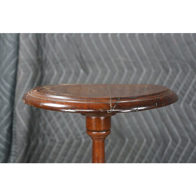Antique Victorian Mahogany Round Plant Candle Stand Sculpture Pedestal Tripod For Sale - Image 4 of 15