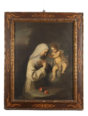 Santa Rosa of Lima and the Child Jesus, Oil Painting, Framed