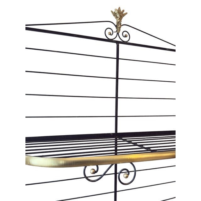 Art Deco Art Deco French Bakers Rack: Three-Tiered Etagere in Wrought Iron & Brass, 1930s For Sale - Image 3 of 8